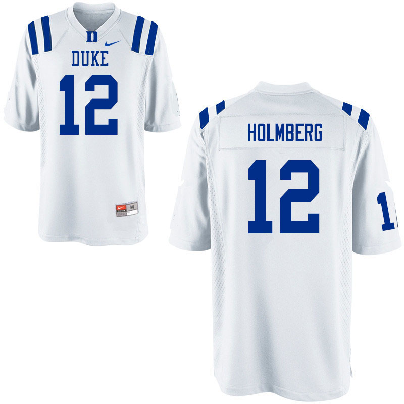 Men #12 Gunnar Holmberg Duke Blue Devils College Football Jerseys Sale-White